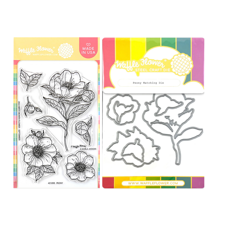 Waffle Flower Peony Clear Stamp and Die Set wfc1093