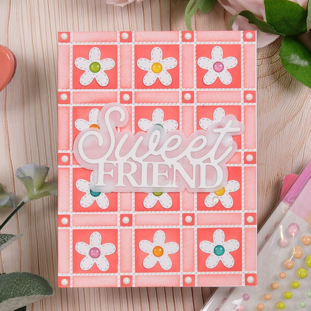 Waffle Flower Picnic Plaid Stencils 422233 salmon