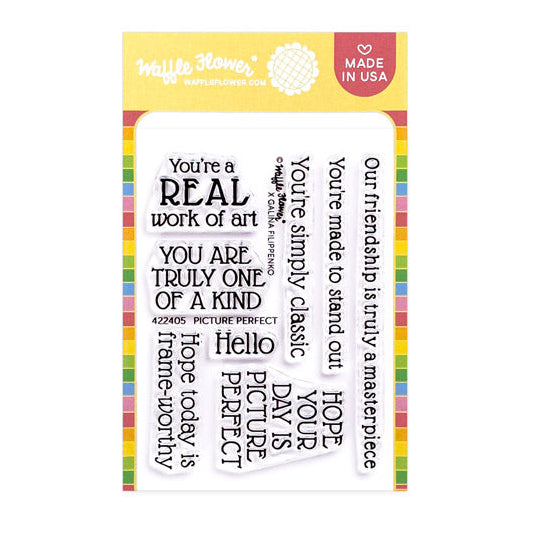 Waffle Flower Picture Perfect Sentiments Clear Stamps 422405
