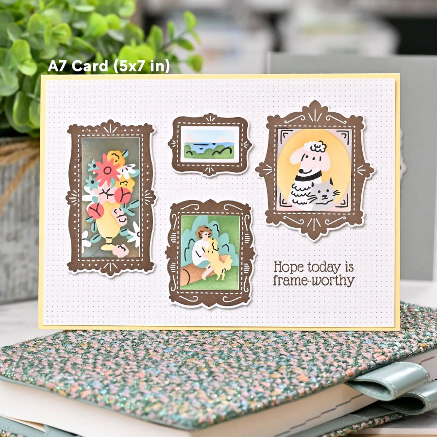 Waffle Flower Picture Perfect Sentiments Clear Stamps 422405 framed pets
