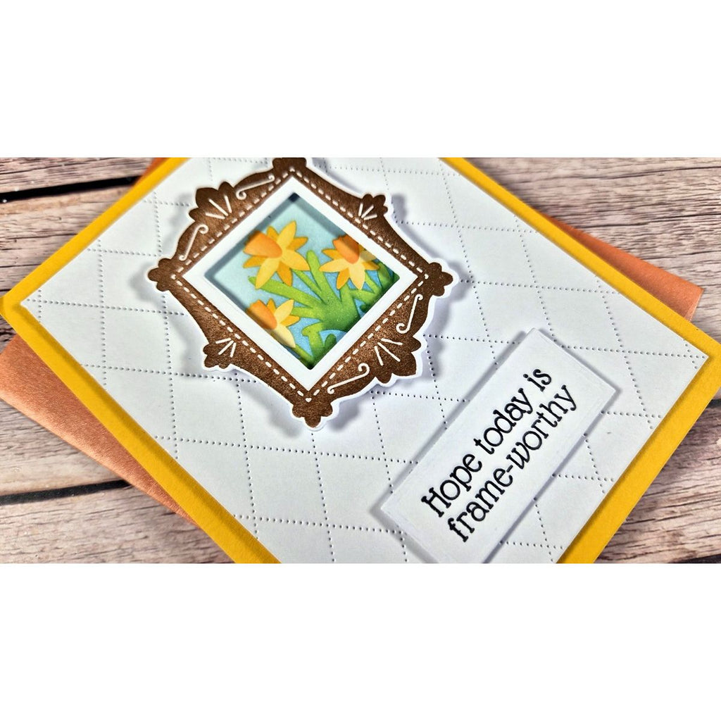 Waffle Flower Picture Perfect Sentiments Clear Stamps 422405 yellow flowers