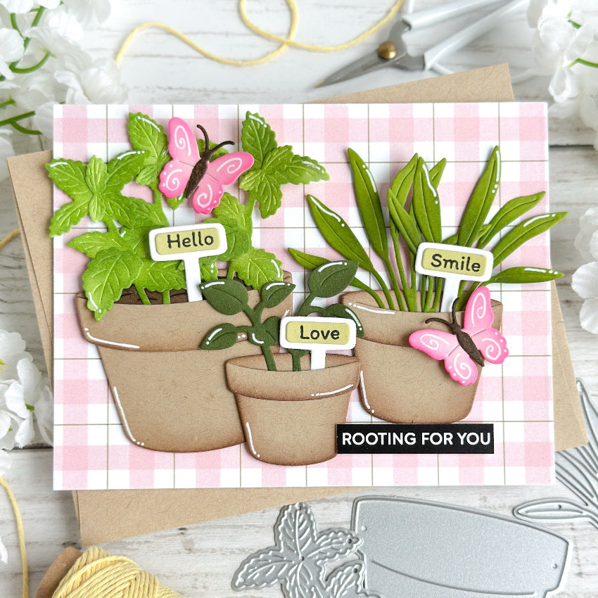 Waffle Flower Plant Marker Dies 422492 pink butterflies