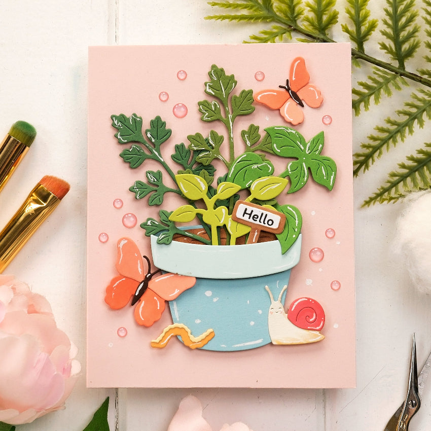 Waffle Flower Plant Marker Words Clear Stamp and Die Set bubbles