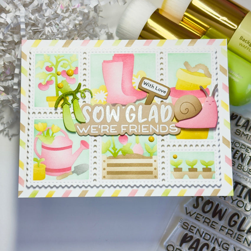 Waffle Flower Plant Marker Words Clear Stamps 422491 with love friend