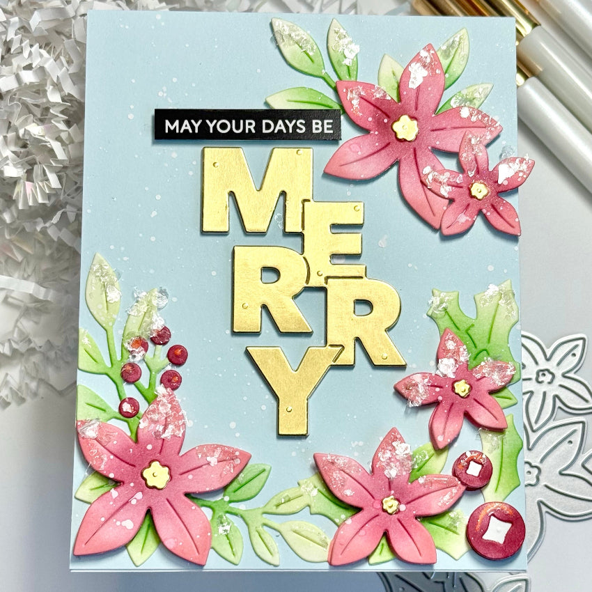 Waffle Flower Poinsettia Frame Coloring Stencil 422135 merry
