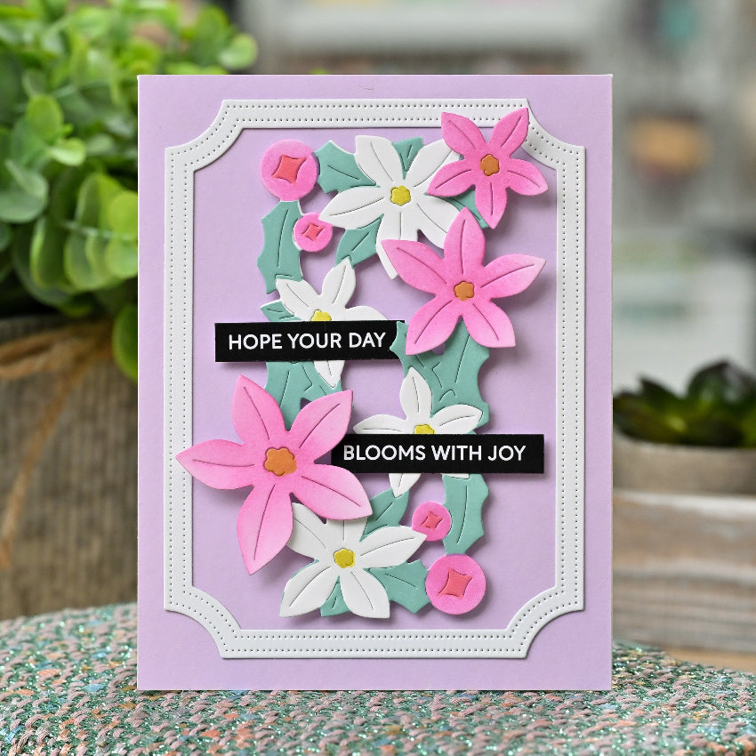 Waffle Flower Poinsettia Frame Die and Coloring Stencil Set joy