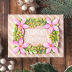 Waffle Flower Poinsettia Frame Die and Coloring Stencil Set pink
