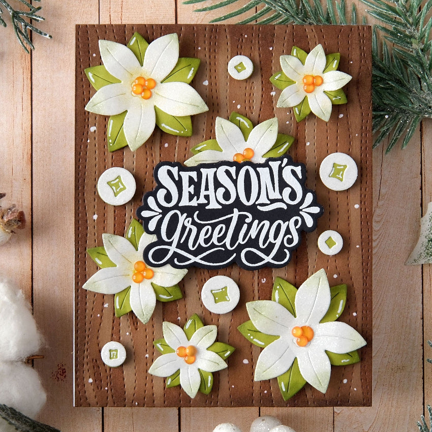 Waffle Flower Poinsettia Frame Sentiments Matching Dies 422139 greetings