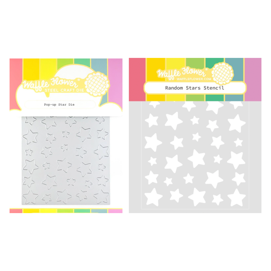 Waffle Flower Pop-up Star Die and Random Stars Stencil Set