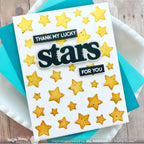 Waffle Flower Pop-up Star Die and Random Stars Stencil Set yellow stars