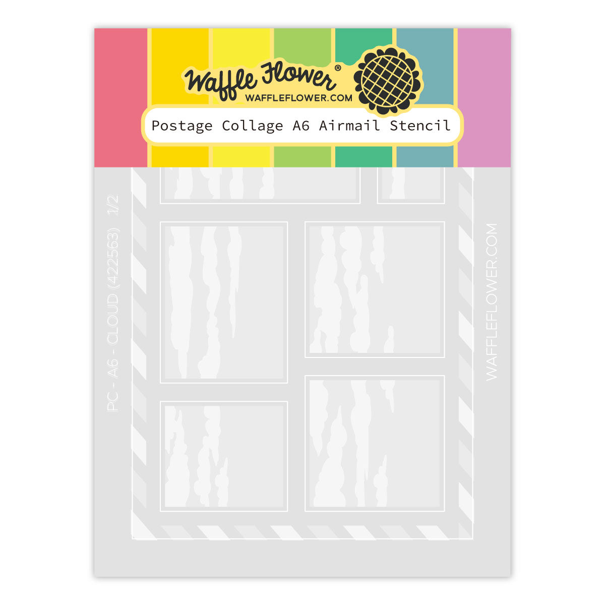 Waffle Flower Postage Collage A6 Airmail Stencils 422563
