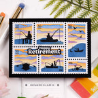 Waffle Flower Postage Collage A6 Airmail Stencils 422563 happy retirement card