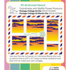 Waffle Flower Postage Collage A6 Airmail Stencils 422563 layering guide