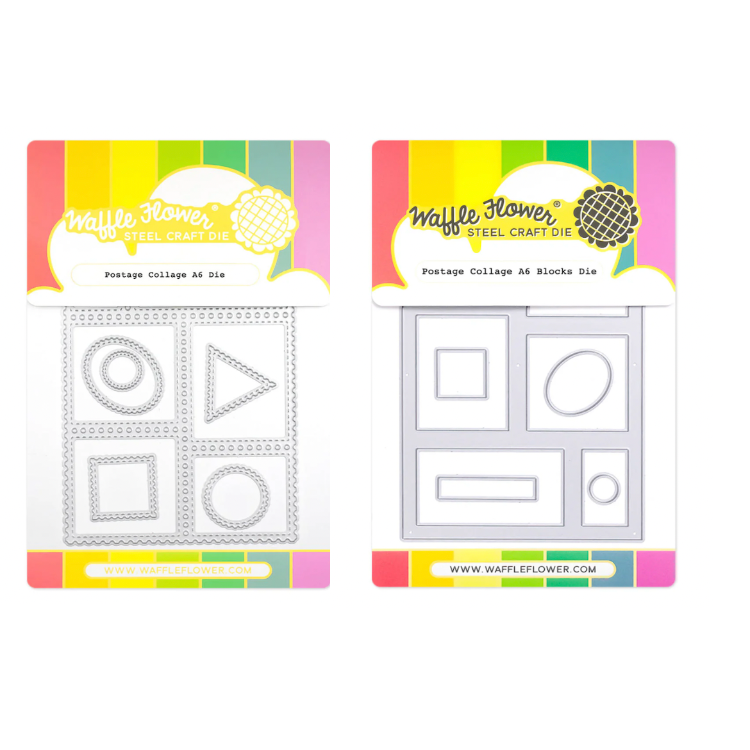 Waffle Flower Postage Collage A6 Die and A6 Blocks Die Set