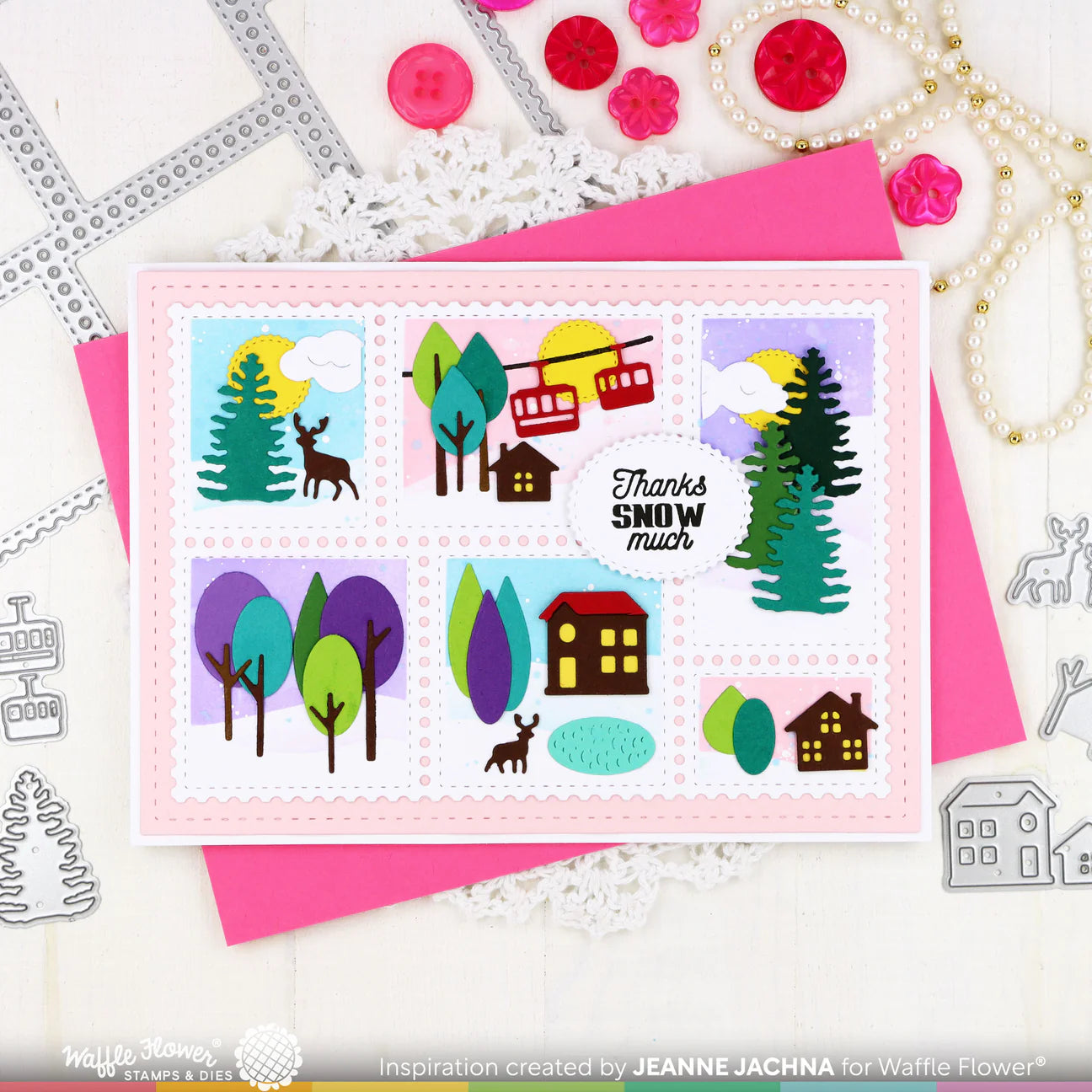 Waffle Flower Postage Collage A6 Dies 421582 trees