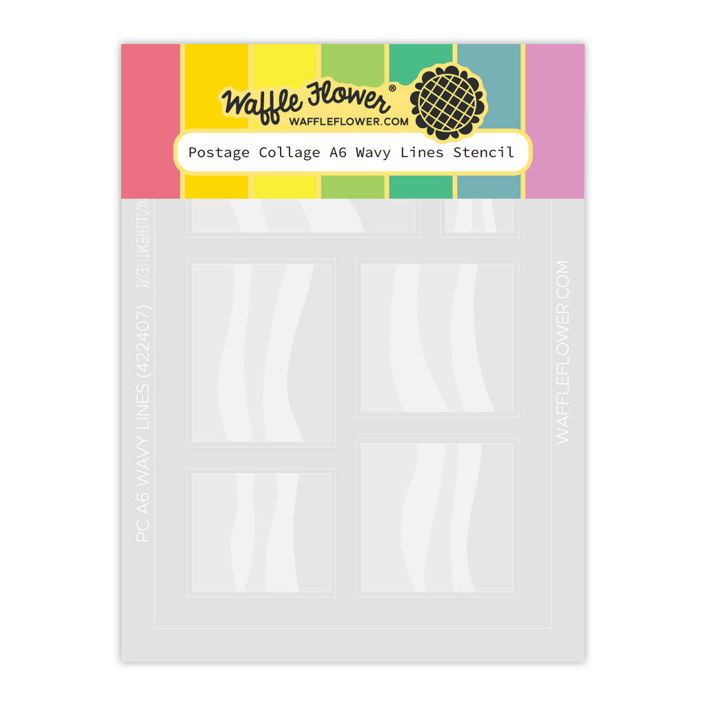Waffle Flower Postage Collage A6 Wavy Lines Stencils 422407