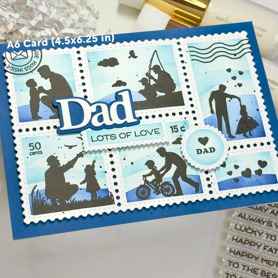 Waffle Flower Postage Collage A6 Wavy Lines Stencils 422407 bird watching