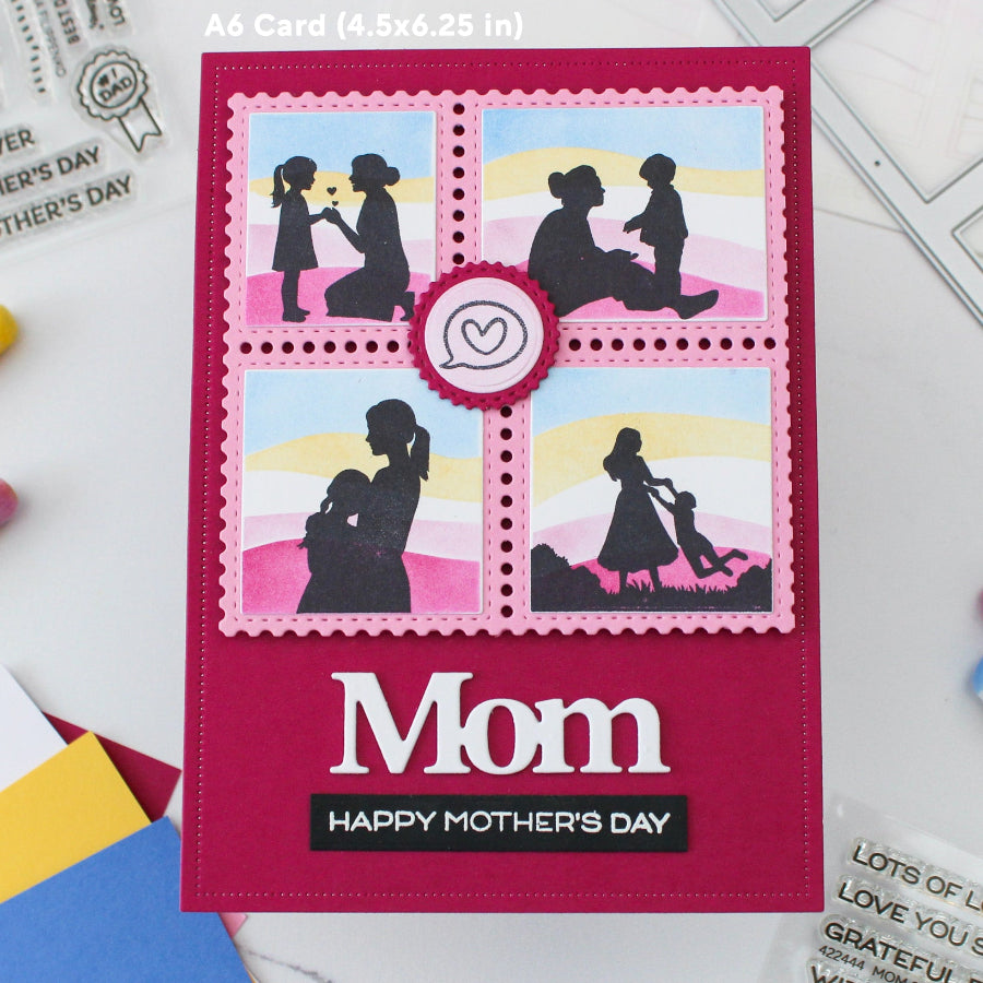 Waffle Flower Postage Collage A6 Wavy Lines Stencils 422407 happy mother's day