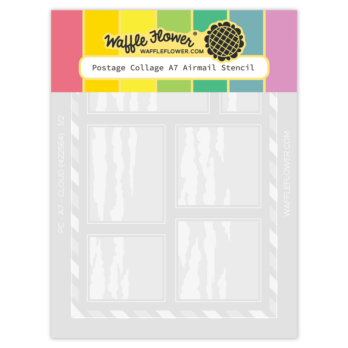 Waffle Flower Postage Collage A7 Airmail Stencils 422564