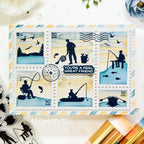 Waffle Flower Postage Collage Airmail Stencils 422562 great friend card