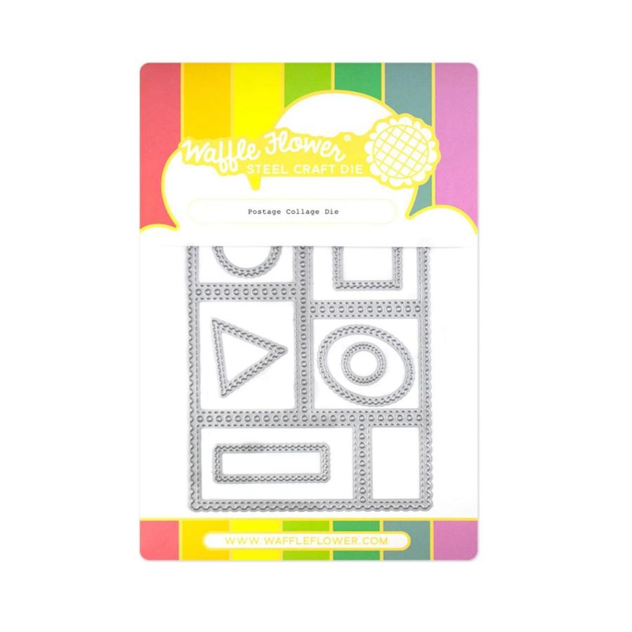 Waffle Flower Postage Collage Autumn Sunset Clear Stamp and Postage Collage Die Set image 2