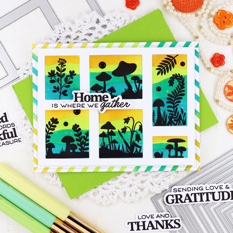 Waffle Flower Postage Collage Autumn Sunset Clear Stamps 422273 home