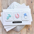 Waffle Flower Postage Collage Baby Icons Dies 422526 congratulations card