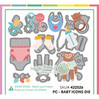 Waffle Flower Postage Collage Baby Icons Dies 422526 layering guide