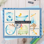Waffle Flower Postage Collage Baby Stencils 422523 bundle of joy card