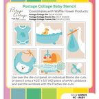 Waffle Flower Postage Collage Baby Stencils 422523 layering guide