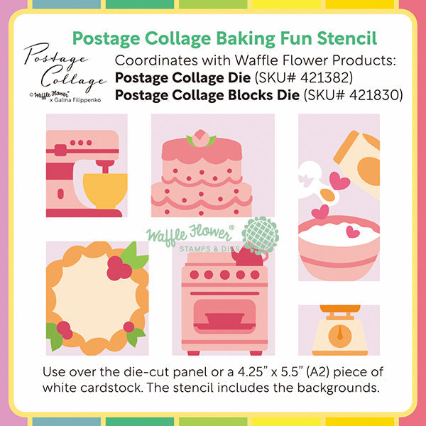 Waffle Flower Postage Collage Baking Fun Stencils 422392 finished