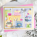 Waffle Flower Postage Collage Baking Fun Stencils 422392 pink
