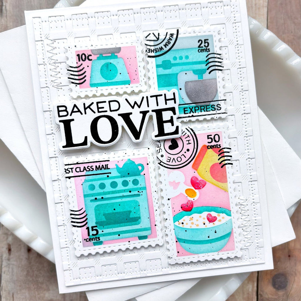 Waffle Flower Postage Collage Baking Fun Stencils 422392 white