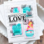 Waffle Flower Postage Collage Baking Fun Stencils 422392 white