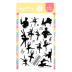 Waffle Flower Postage Collage Ballerina Silhouettes Clear Stamps 422623