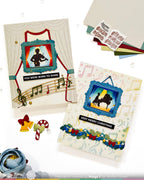 Waffle Flower Postage Collage Ballerina Silhouettes Clear Stamps 422623 man playing violin piano candy canes garland merry christmas card marge y