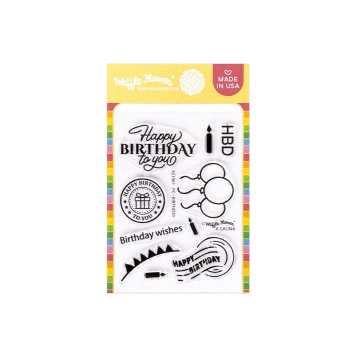 Waffle Flower Postage Collage Birthday Clear Stamps 421961