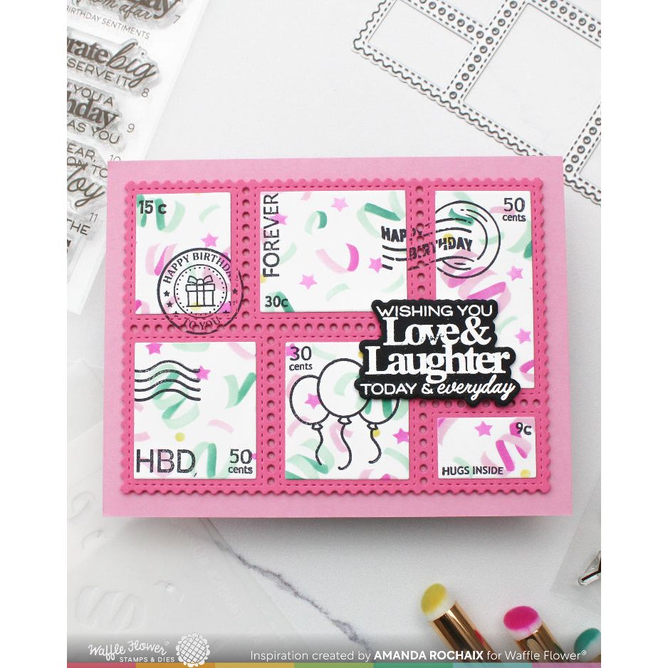 Waffle Flower Postage Collage Birthday Clear Stamps 421961 love