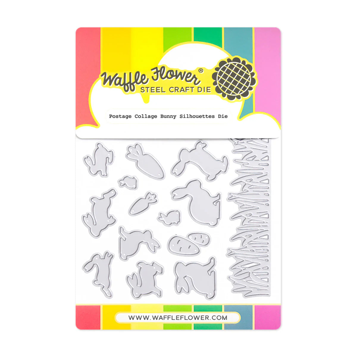 Waffle Flower Postage Collage Bunny Silhouettes Dies 422386