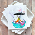 Waffle Flower Postage Collage Bunny Silhouettes Dies 422386 bunnies in a basket