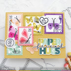 Waffle Flower Postage Collage Butterfly Stencil 421942 stamps