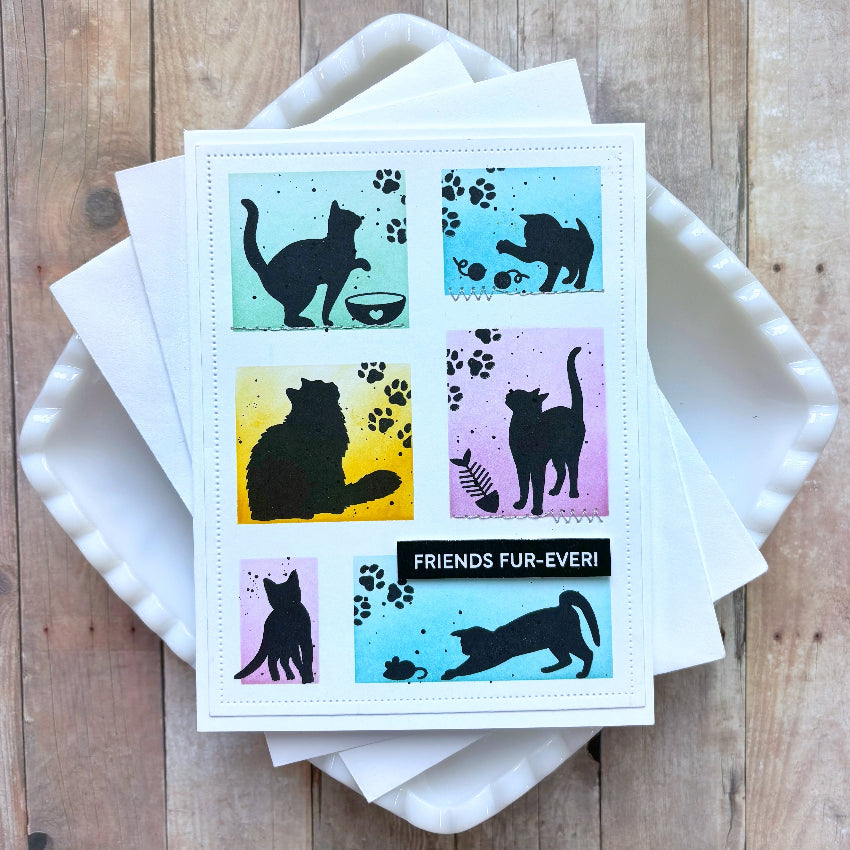Waffle Flower Postage Collage Cat Silhouettes Clear Stamps 422291 friends