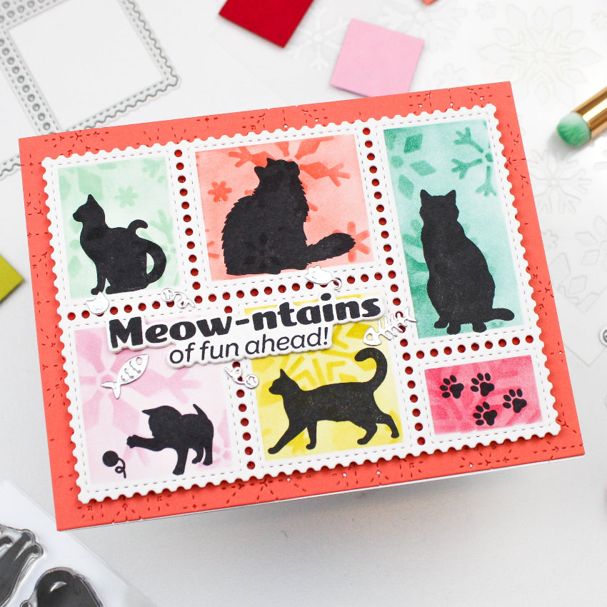 Waffle Flower Postage Collage Cat Silhouettes Clear Stamps 422291 fun