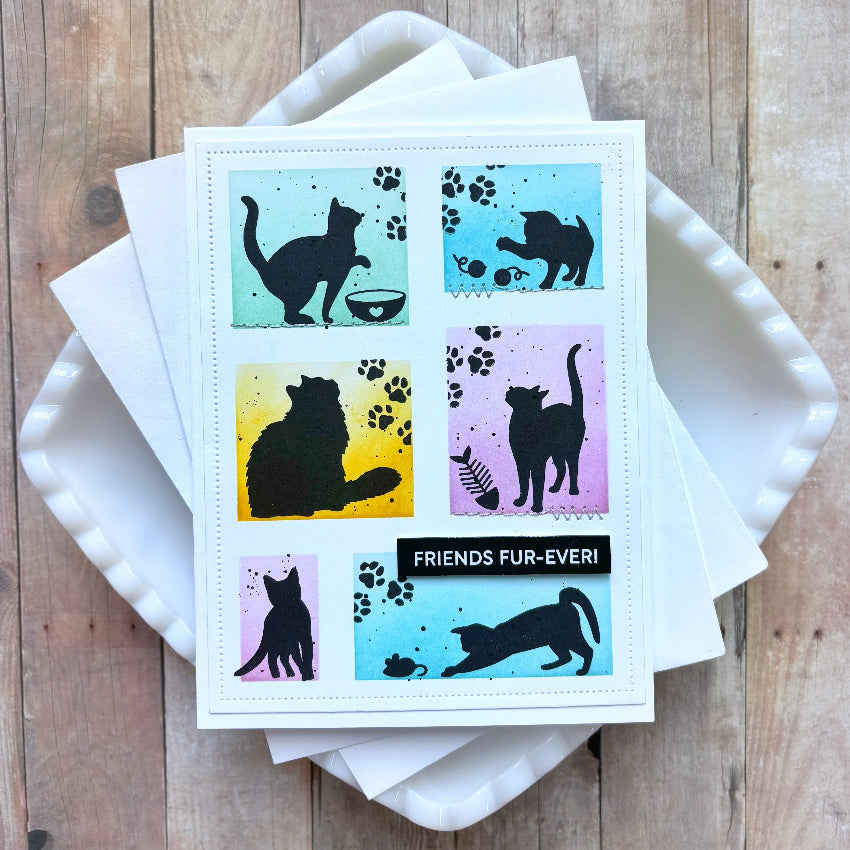Waffle Flower Postage Collage Cat Silhouettes Dies 422294 friends