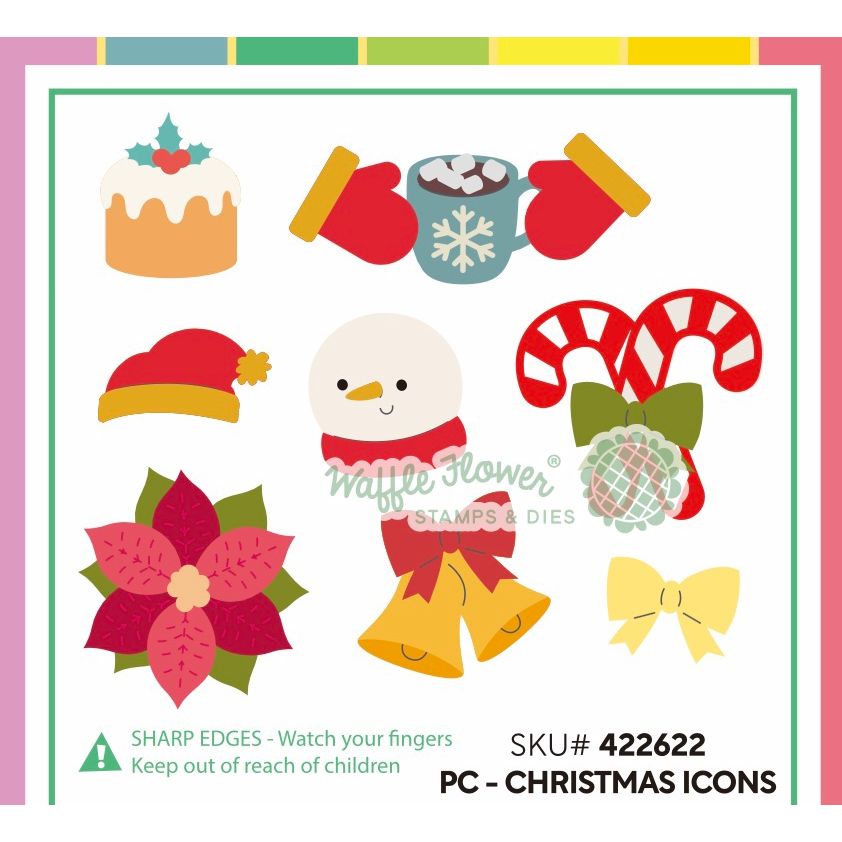 Waffle Flower Postage Collage Christmas Icons Dies 422622 guide
