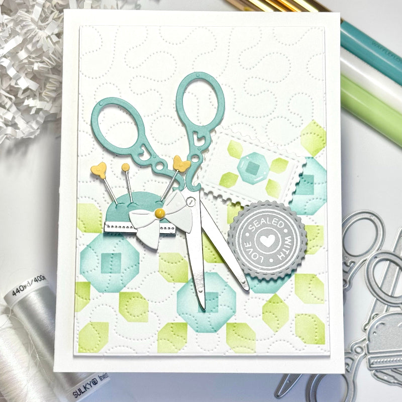Waffle Flower Postage Collage Circle Sentiments Clear Stamps 422067 with love