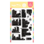 Waffle Flower Postage Collage City Sunset Clear Stamps 422353