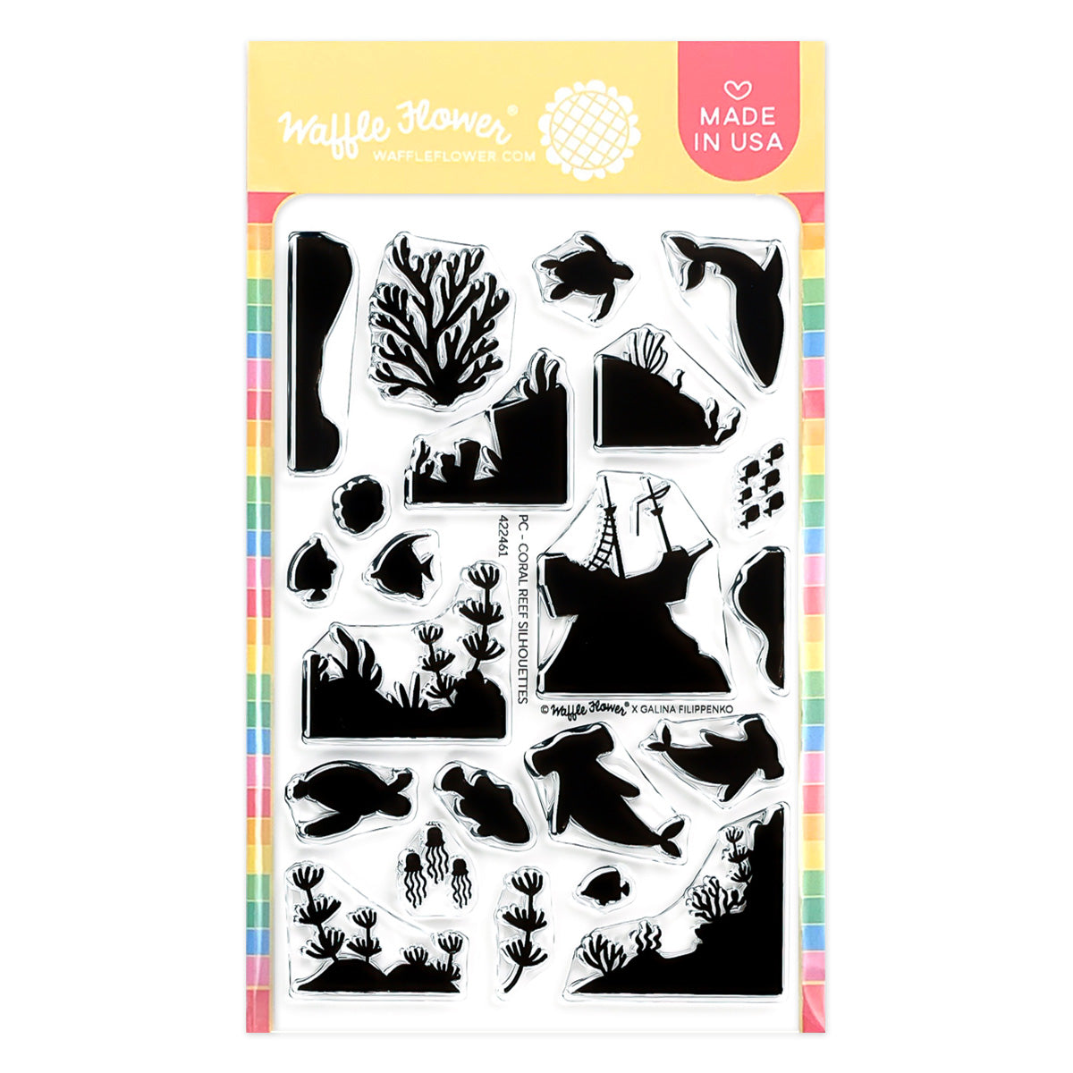 Waffle Flower Postage Collage Coral Reef Silhouettes Clear Stamp and Die Set image 1