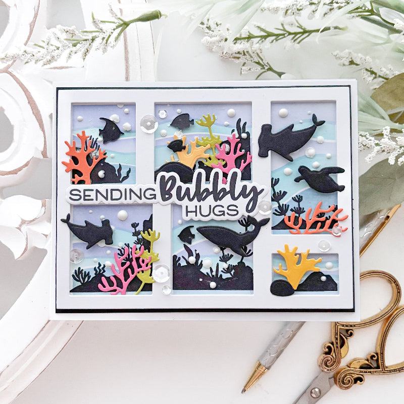 Waffle Flower Postage Collage Coral Reef Silhouettes Clear Stamps 422461 bubbles