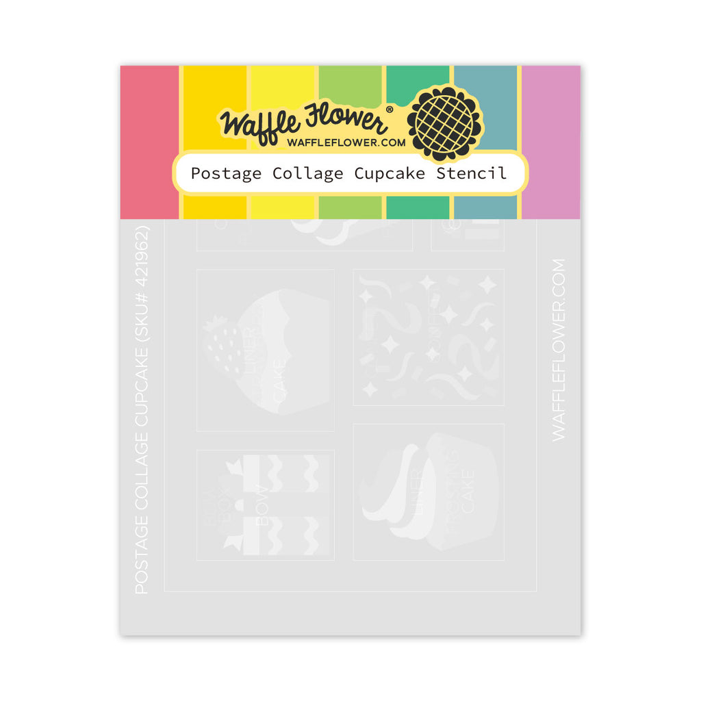 Waffle Flower Postage Collage Cupcake Stencils 421962